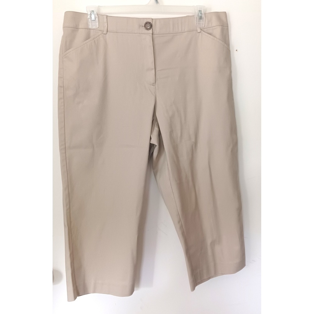 Counterparts Capri Pants Women 16 Khaki Good Comfy Stretch Cotton Cropped Preppy